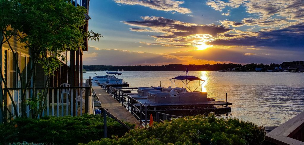 Sunset views from T-Bones Pier 11 on Pine Lake La Porte Indiana