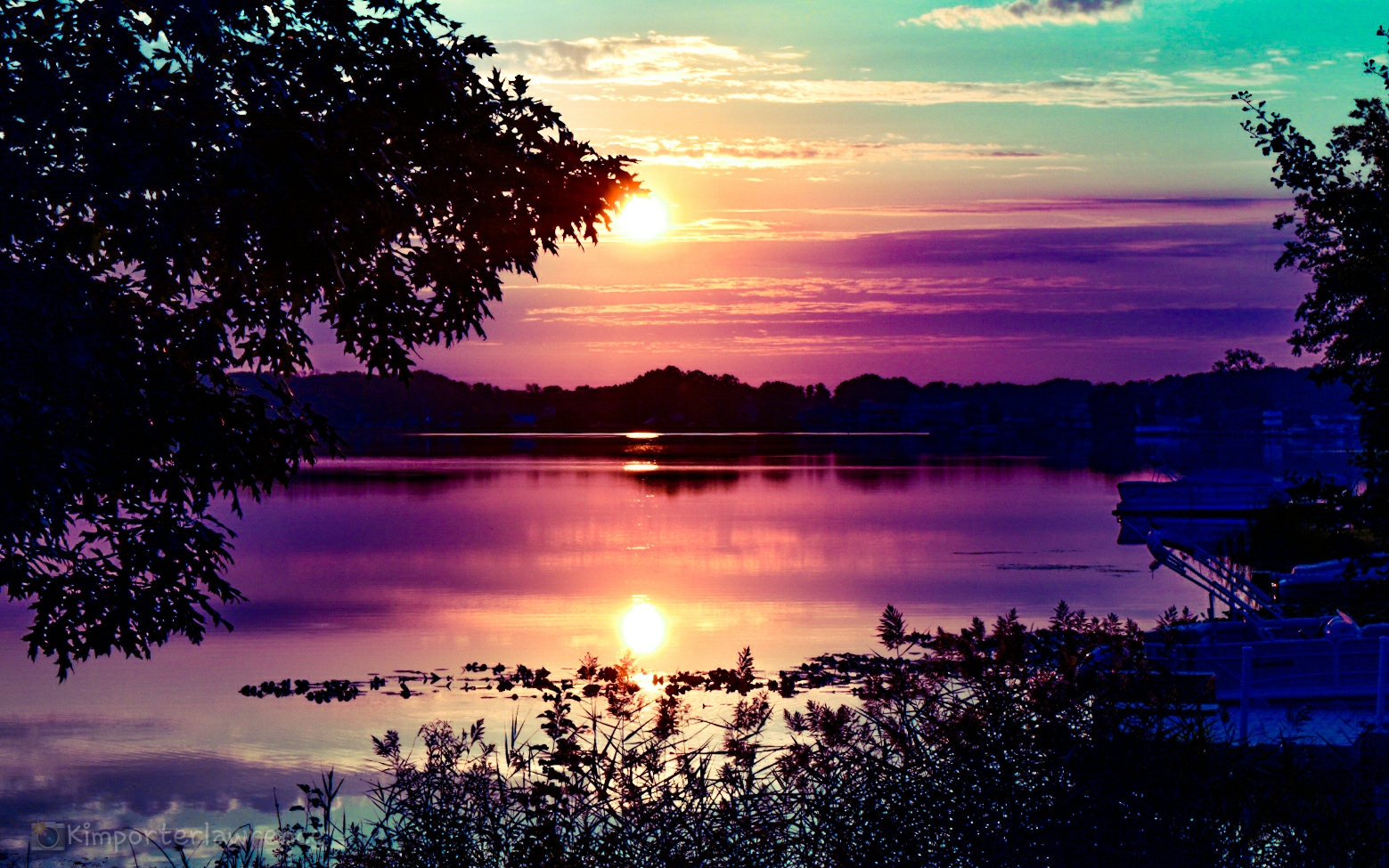 Pine Lake sunset La Porte Indiana lakefront homes